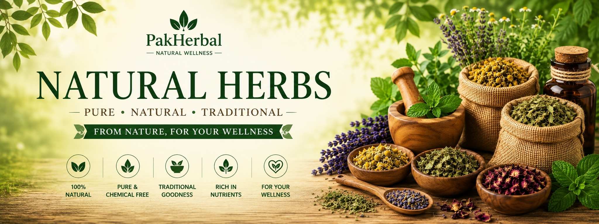 Natural dried herbs for traditional remedies and wellness