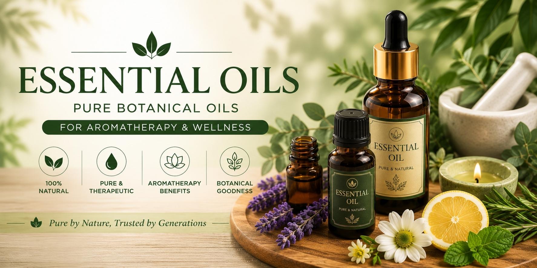 Pure natural essential oils for aromatherapy and wellness