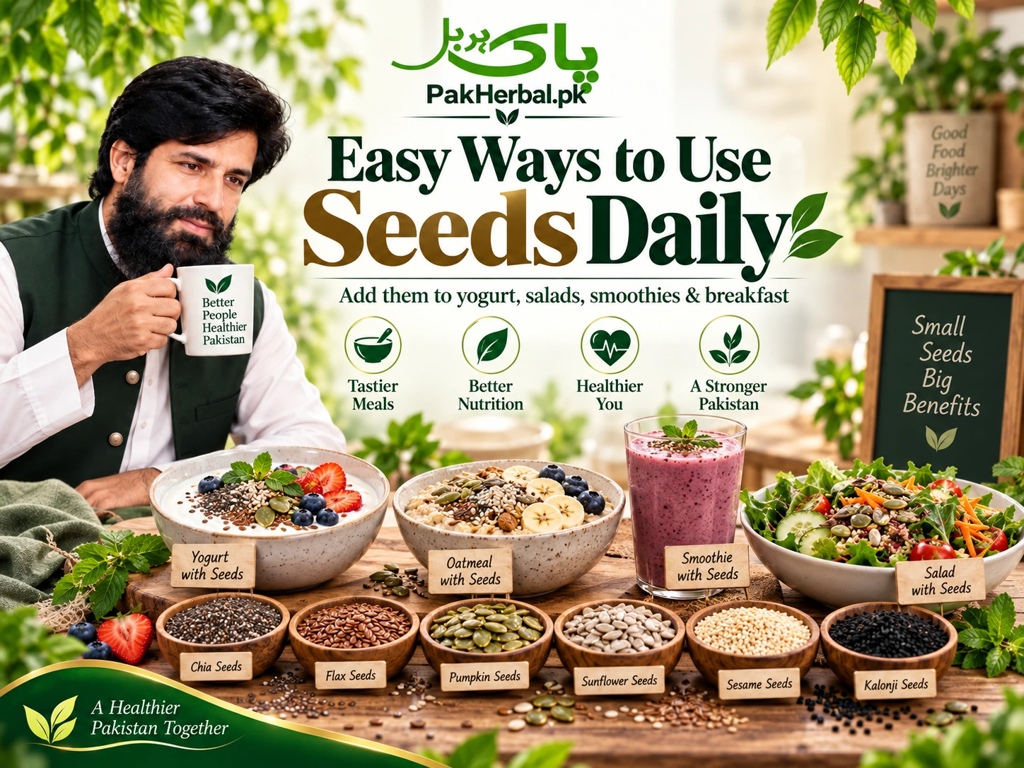Best healthy seeds for daily diet including chia flax pumpkin and sunflower seeds